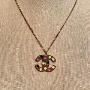 Double CC colorful polka for pendant necklace